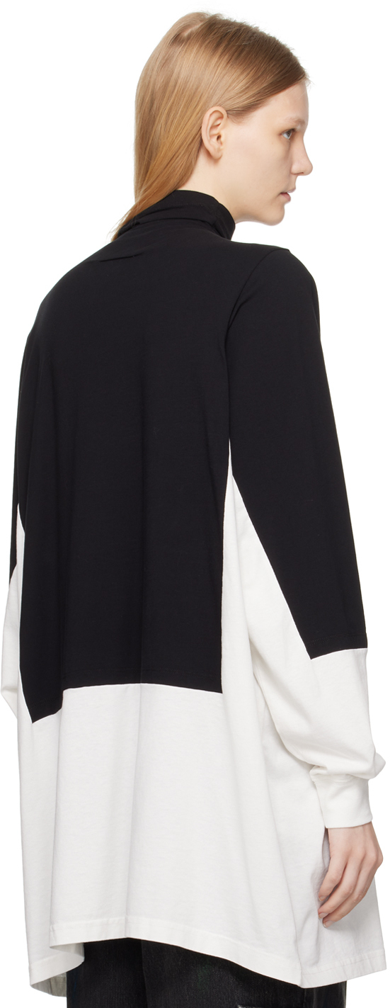 Mm6 Maison Margiela Black & White Paneled Turtleneck In 962 Black/white