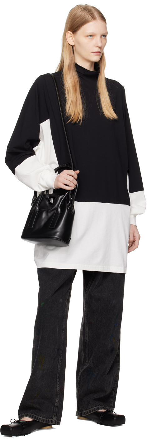 Mm6 Maison Margiela Black & White Paneled Turtleneck In 962 Black/white