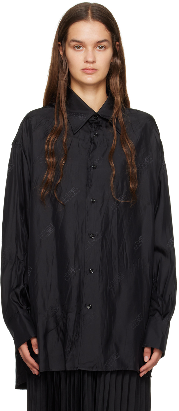 Mm6 Maison Margiela Black Crinkled Shirt In 900j Black