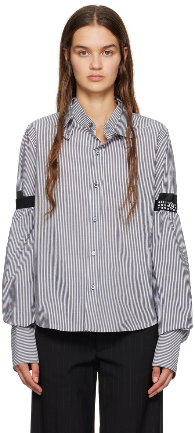 MM6 Maison Margiela: Black & White Striped Shirt | SSENSE