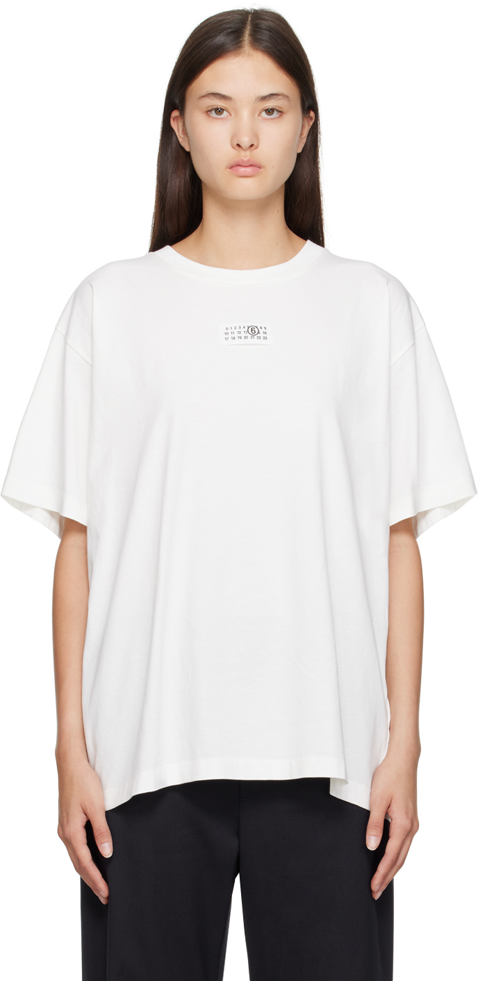 Shop Mm6 Maison Margiela White Patch T-shirt In 101 White
