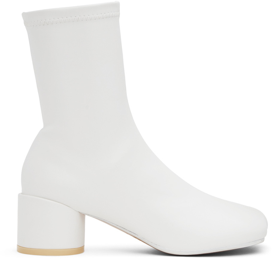 White Anatomic Boots by MM6 Maison Margiela on Sale
