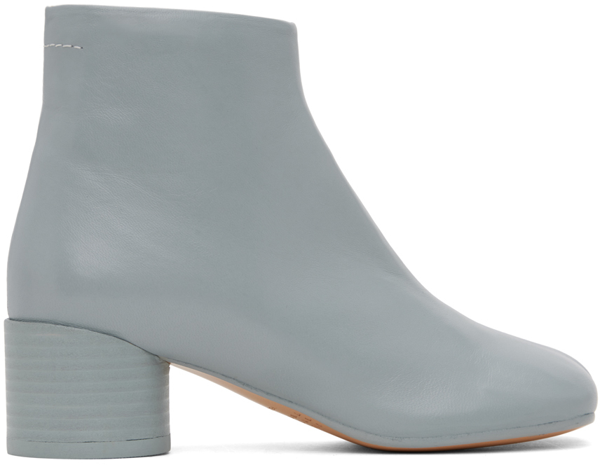 MM6 Maison Margiela: Blue Anatomic Ankle Boots | SSENSE