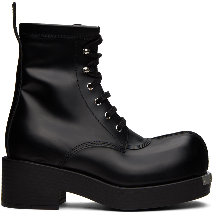 Mm6 Maison Margiela Black Patent Leather Ankle Boots In T8013 Black