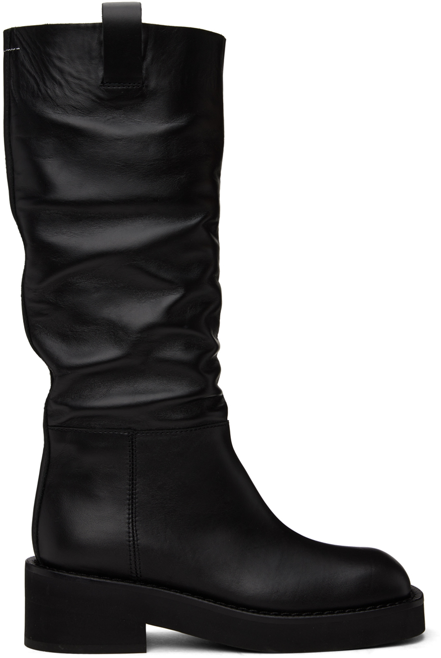 MM6 Maison Margiela: Black Knee-High Boots | SSENSE Canada
