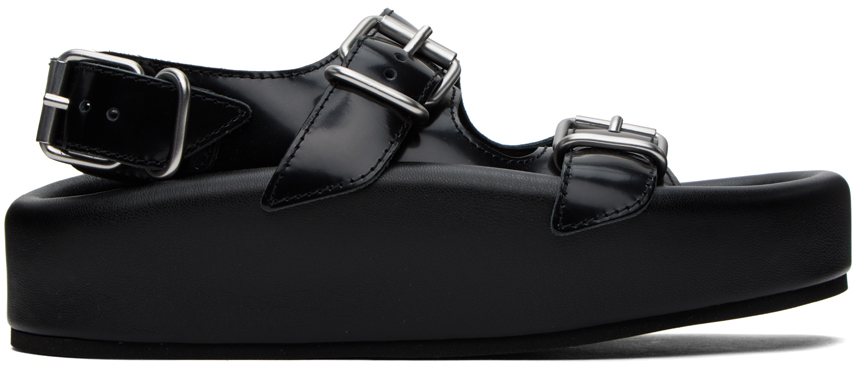 Black Sunken Footbed Sandals