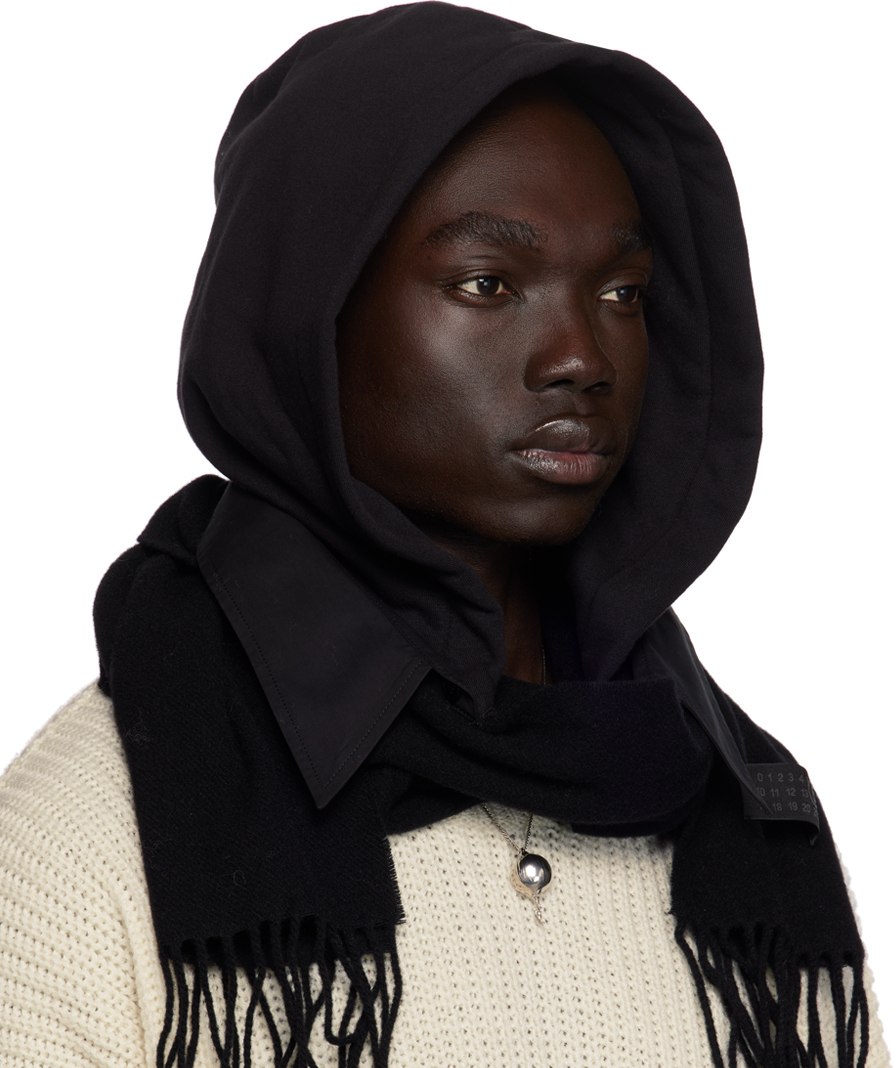 MM6 Maison Margiela Black Hooded Scarf | Smart Closet