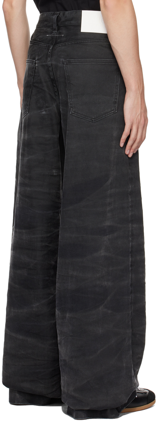 パンツ mm6 crease effect wide leg jeans 23aw MM6 Maison Margiela Men's' Crease Effect Wide Leg Jeans in Black