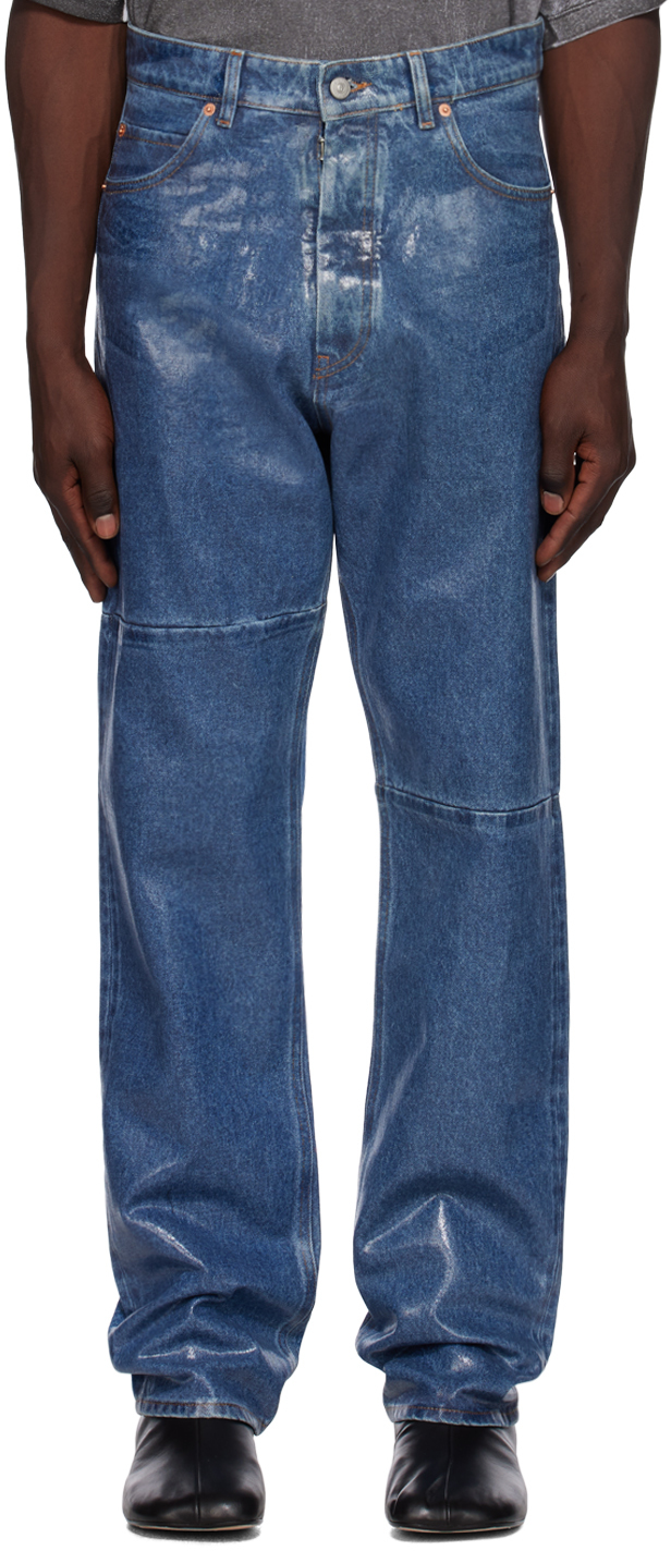 Mm6 Maison Margiela Coated 5 Pocket Denim Jean In 974 Medium Indigo