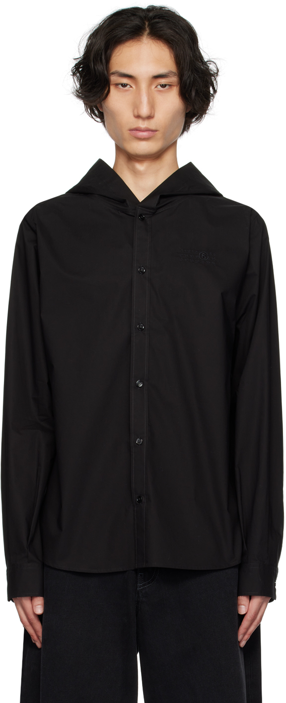 Black Hooded Shirt by MM6 Maison Margiela on Sale