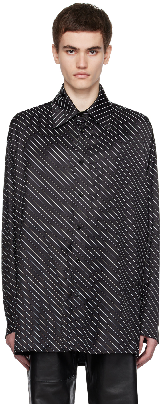 Mm6 Maison Margiela Black Striped Shirt In 001s Black/white