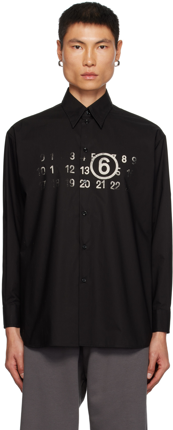 Mm6 Maison Margiela Black Printed Shirt In 900 Black