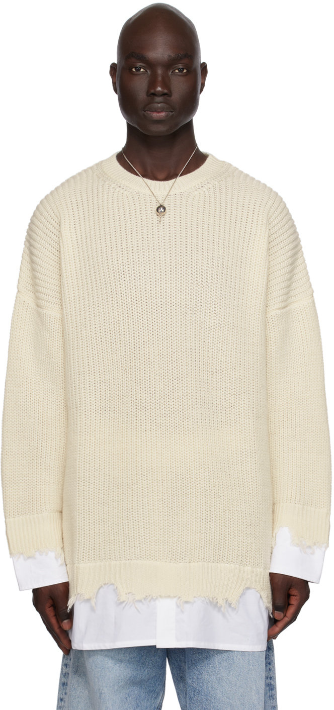Off-White Layered Sweater by MM6 Maison Margiela on Sale