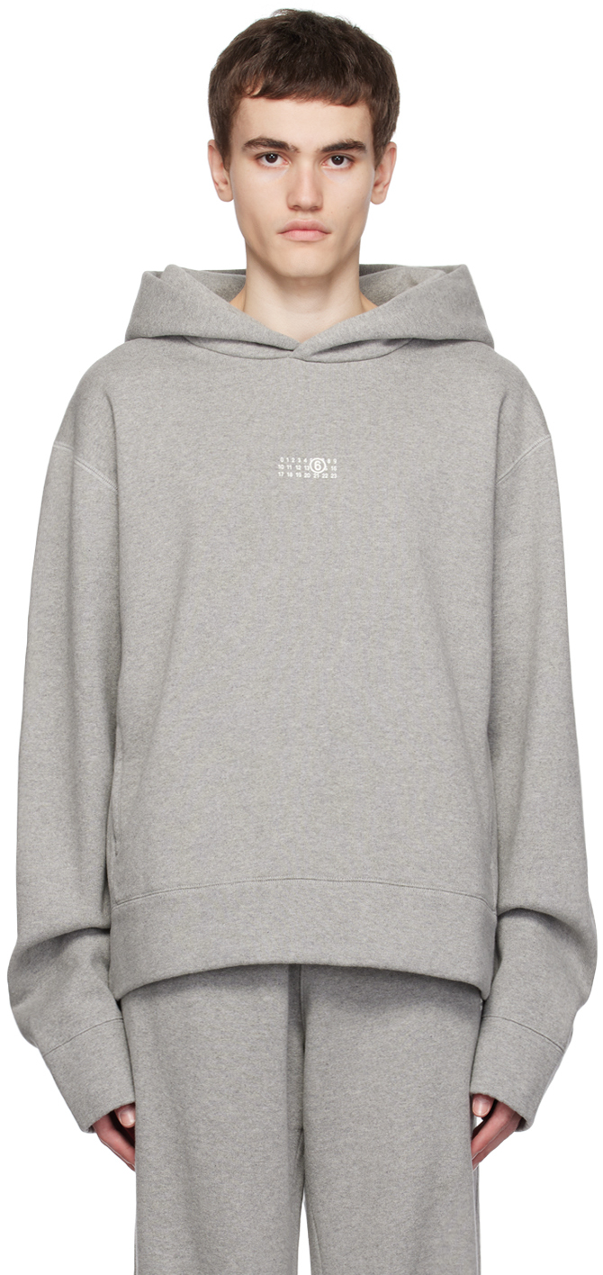 Gray Brushed Hoodie by MM6 Maison Margiela on Sale