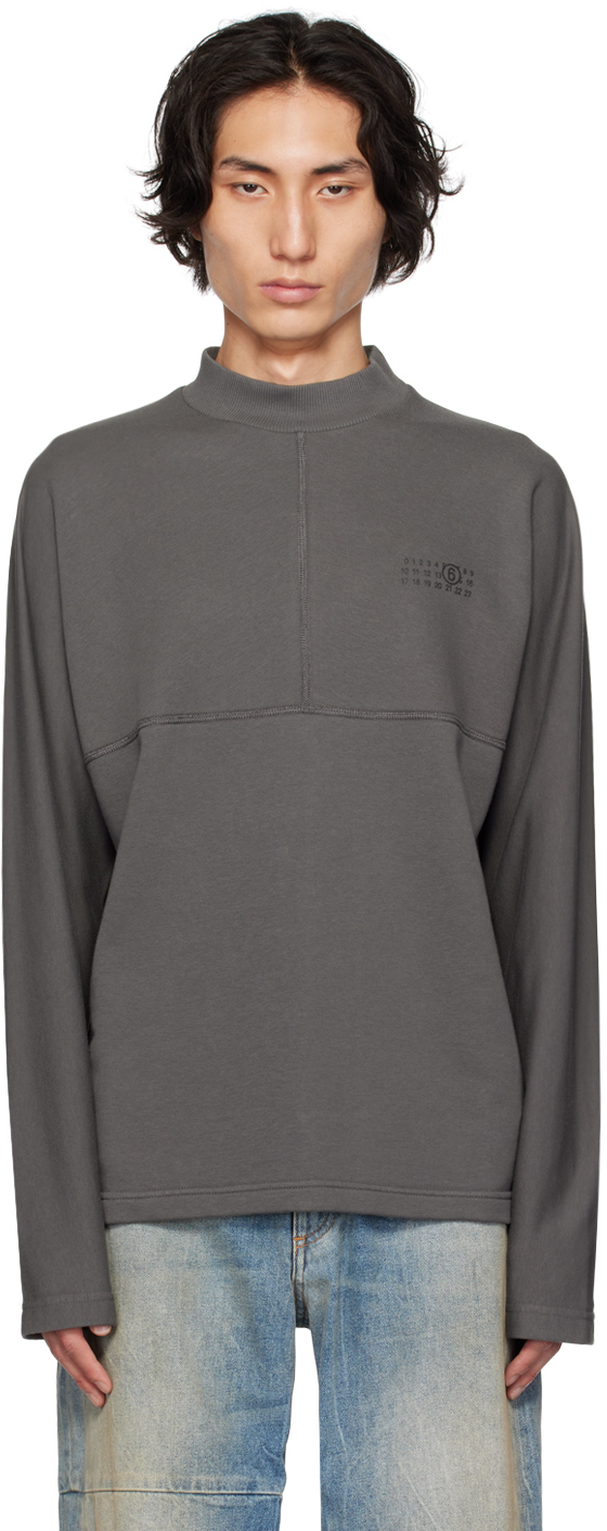 MM6 Maison Margiela Gray Half-Zip Hoodie