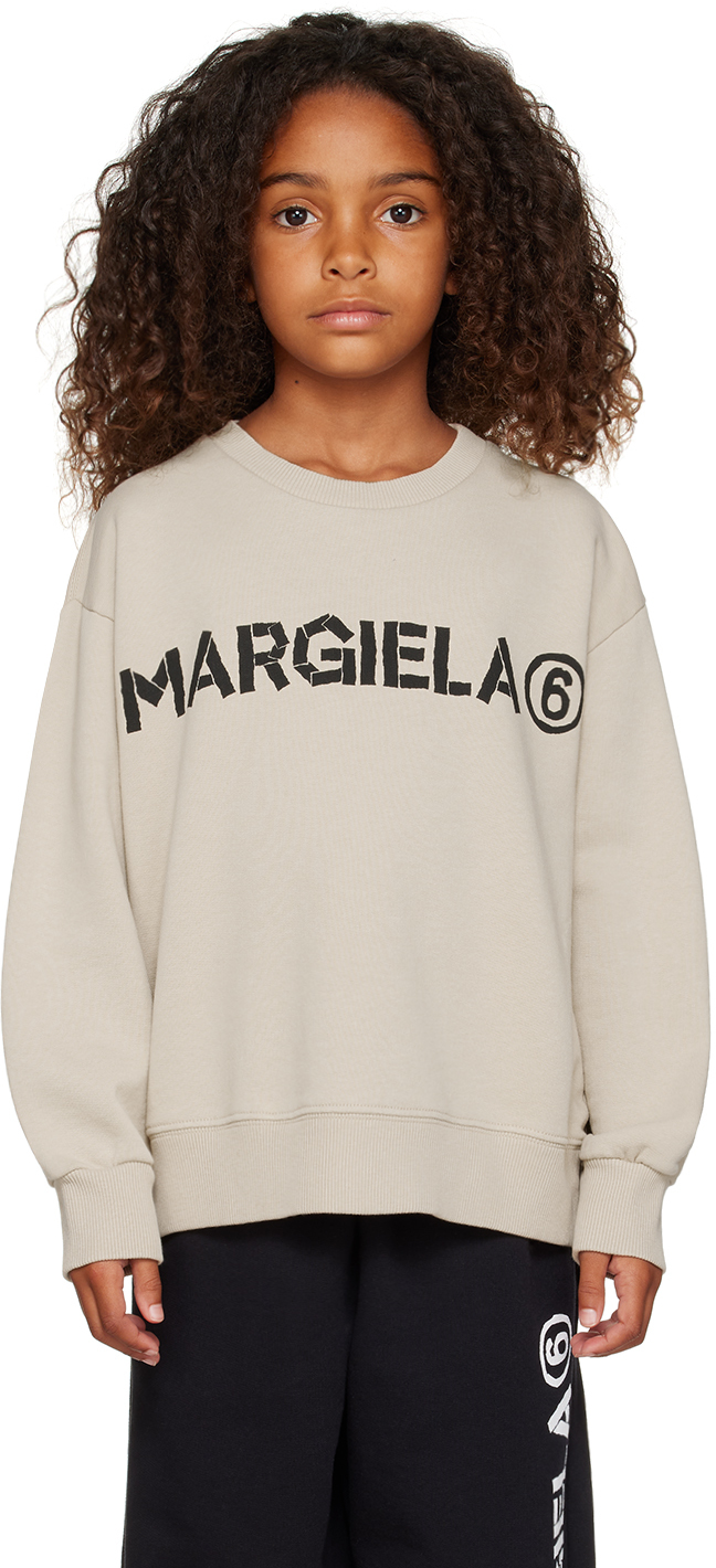 Mm6 Maison Margiela Kids Beige Printed Sweatshirt In Mm006 M6704 Khaki