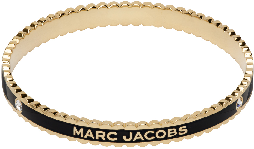 Black & Gold 'The Medallion Scalloped' Cuff Bracelet by Marc Jacobs on Sale