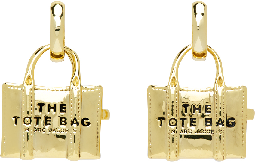 Marc Jacobs Gold 'the Tote Bag' Earrings In 970 Light Antque Gol