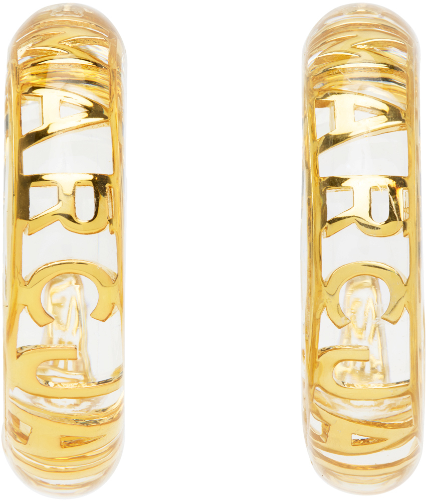 Transparent & Gold Monogram Hoop Earrings