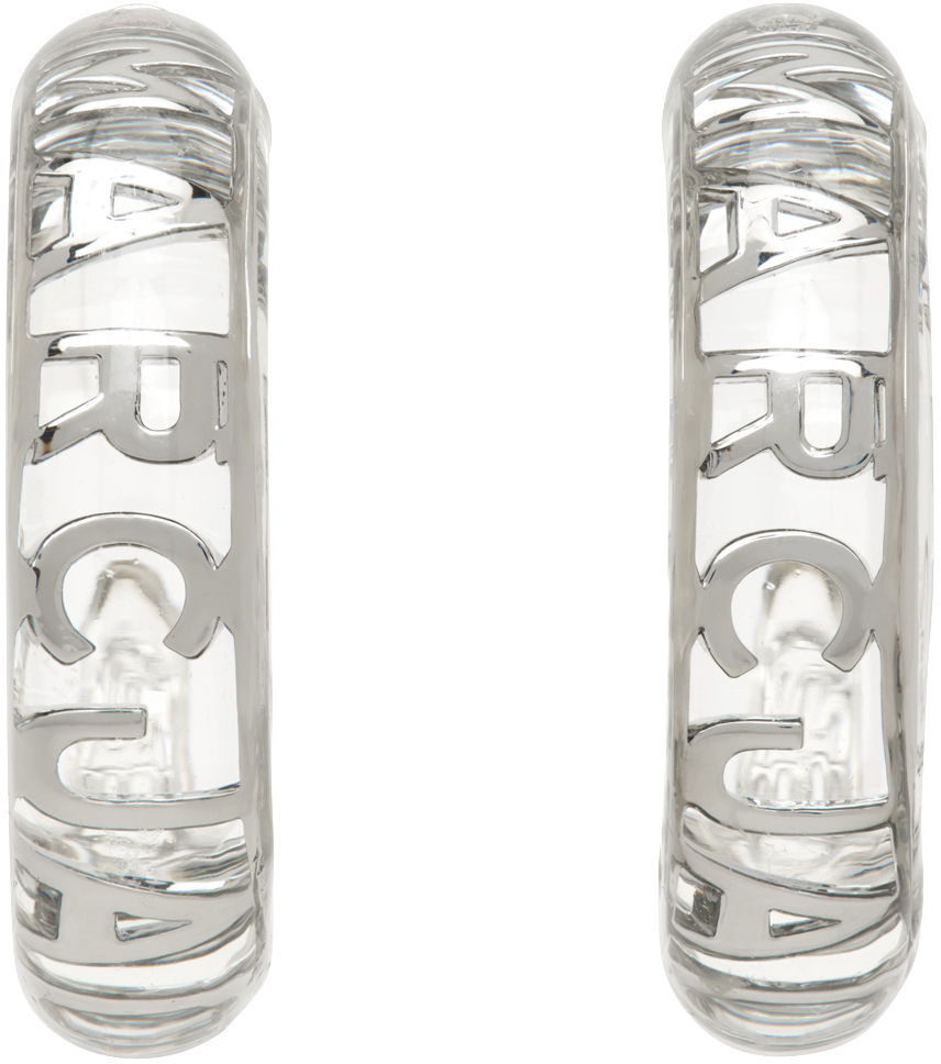 Marc Jacobs Silver & Transparent 'The Monogram Hoops' Earrings