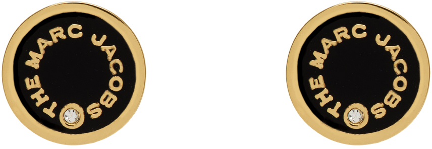 Marc Jacobs Gold & Black 'The Medallion' Stud Earrings