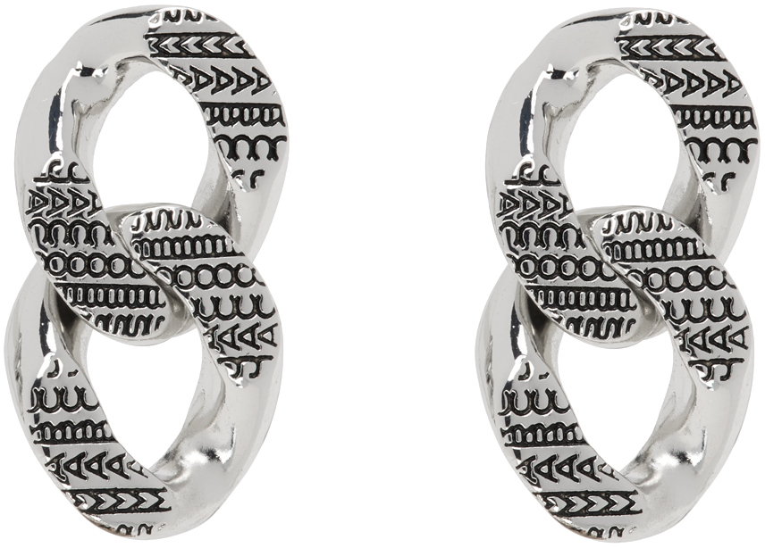 Marc Jacobs Silver Monogram Chain Link Earrings In 029 Light Silver