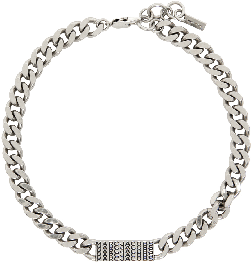 Marc Jacobs Silver 'The Barcode Monogram ID Chain' Necklace