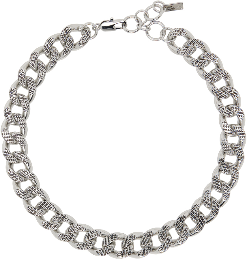 Shop Marc Jacobs Silver Monogram Chain Link Necklace In 029 Light Silver