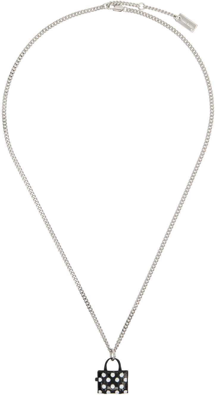 Marc Jacobs: Silver Polka Dot Tote Pendant Necklace | SSENSE Canada