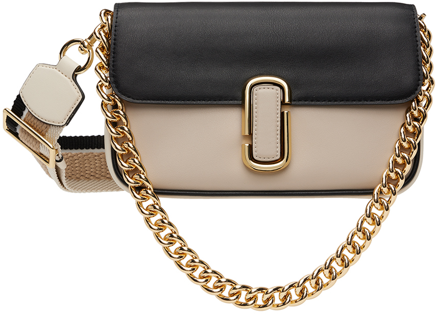 The J Marc Shoulder Bag of Marc Jacobs - Cognac and beige leather bag with  flap and shoulder strap for women