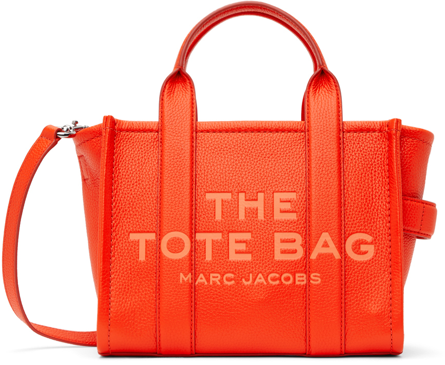 Marc Jacobs: Orange 'The Leather Small' Tote | SSENSE