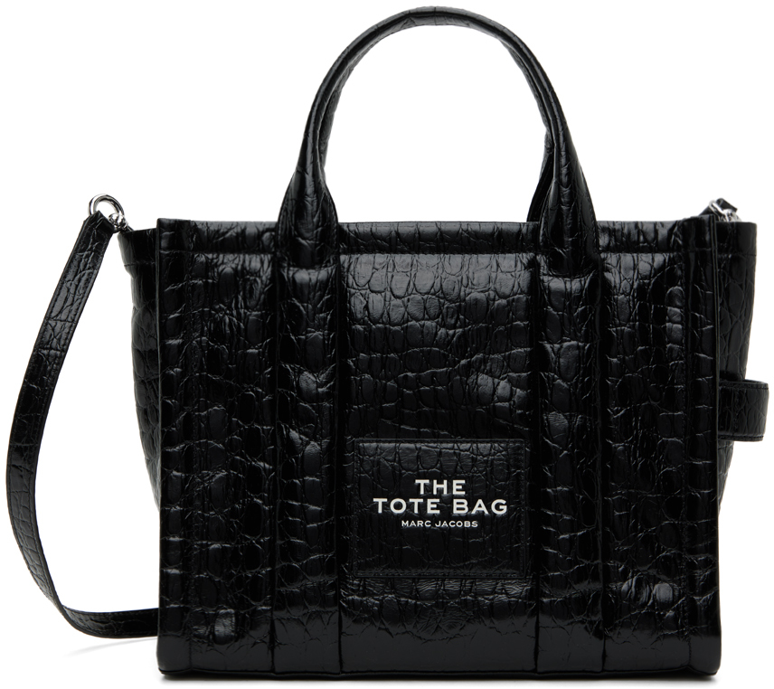 Marc Jacobs Black Small 'the Croc-embossed' Tote In 001 Black