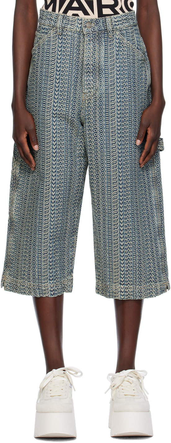 Marc Jacobs Blue 'The Washed Monogram' Denim Shorts