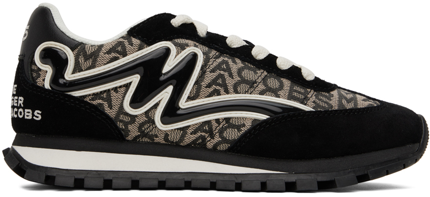 Shop Marc Jacobs Black 'the Monogram Jogger' Sneakers In 005 Black/white