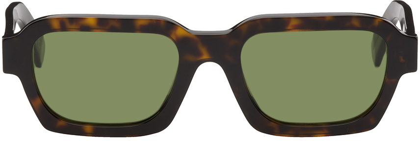 Shop Retrosuperfuture Tortoiseshell Caro Sunglasses In Green