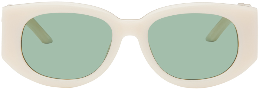 Casablanca Off-white Round Sunglasses In Green