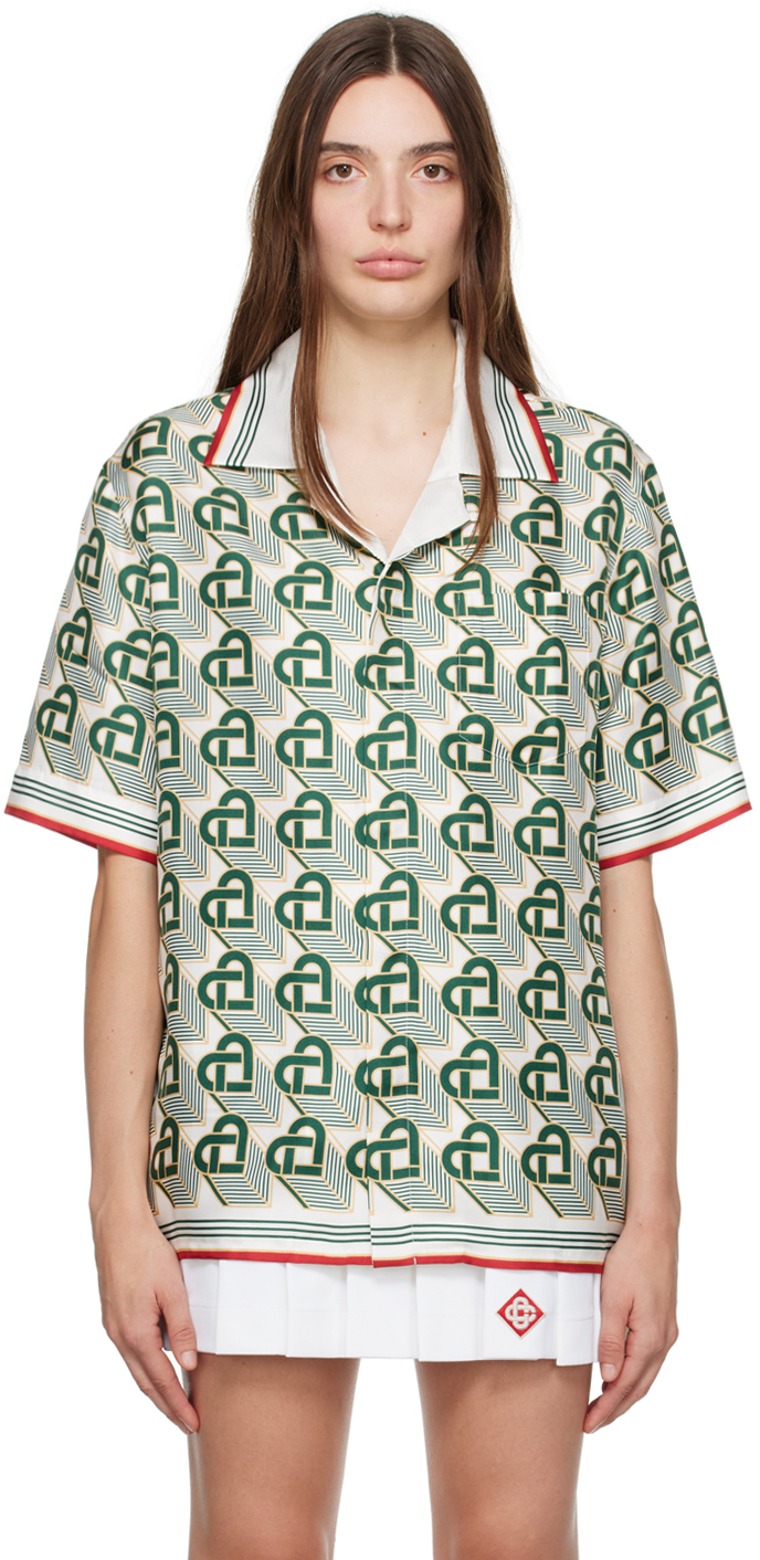 Off-White & Green Heart Monogramme Shirt
