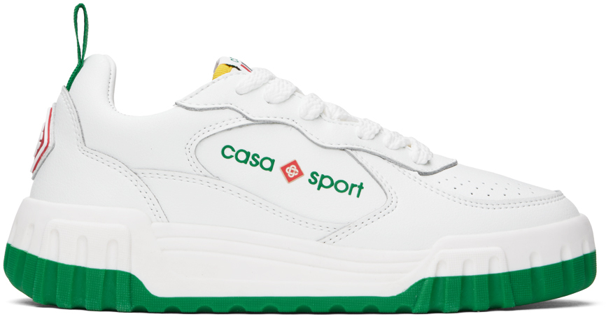 Shop Casablanca White & Green 'the Court' Sneakers In White/ Green