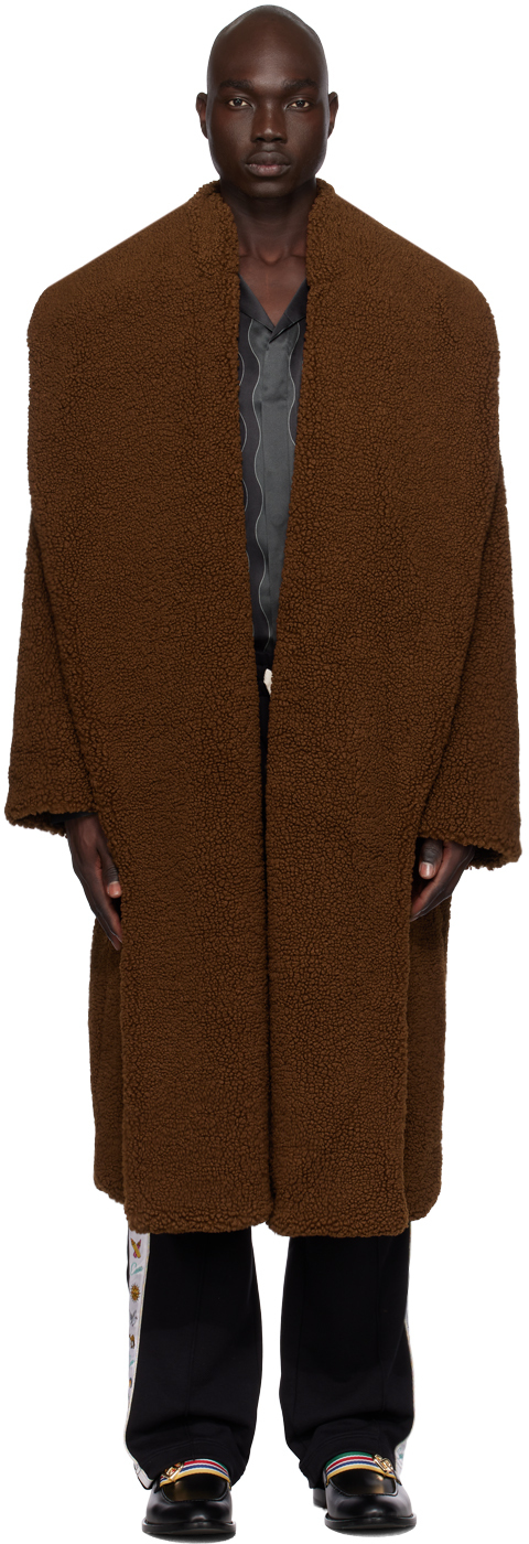 Casablanca Men's For The Peace Faux Shearling Robe In Brown