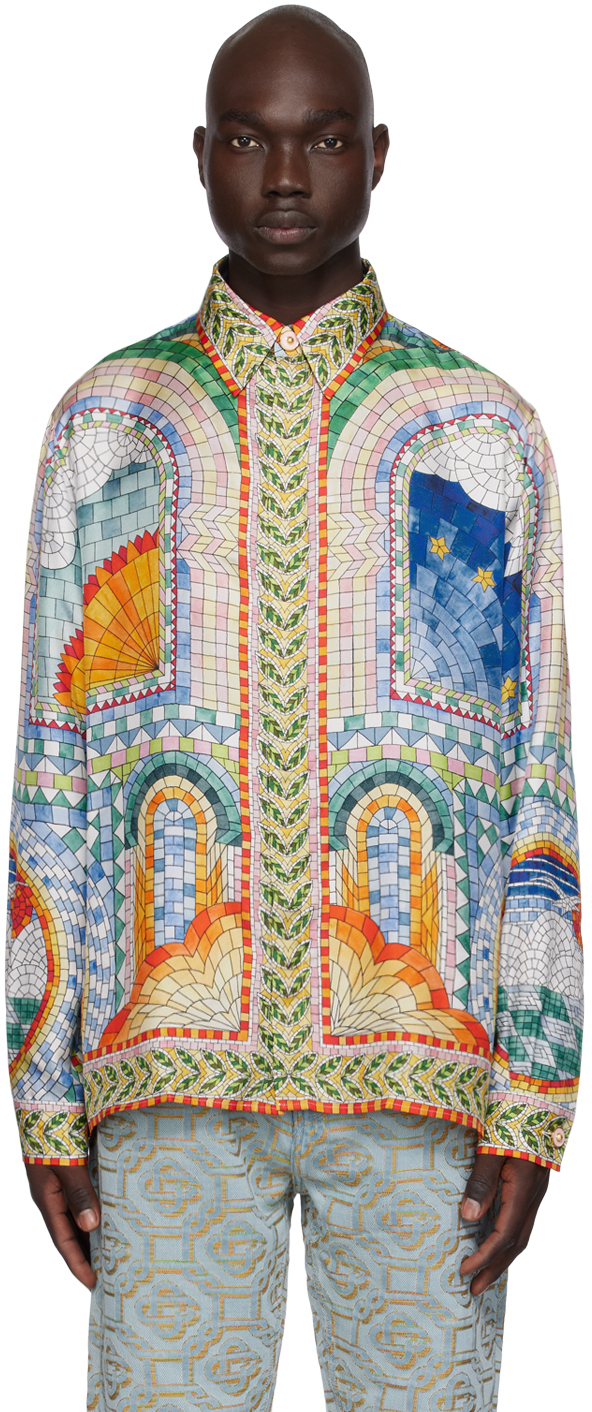 Shop Casablanca Multicolor 'mosaic De Damas' Shirt
