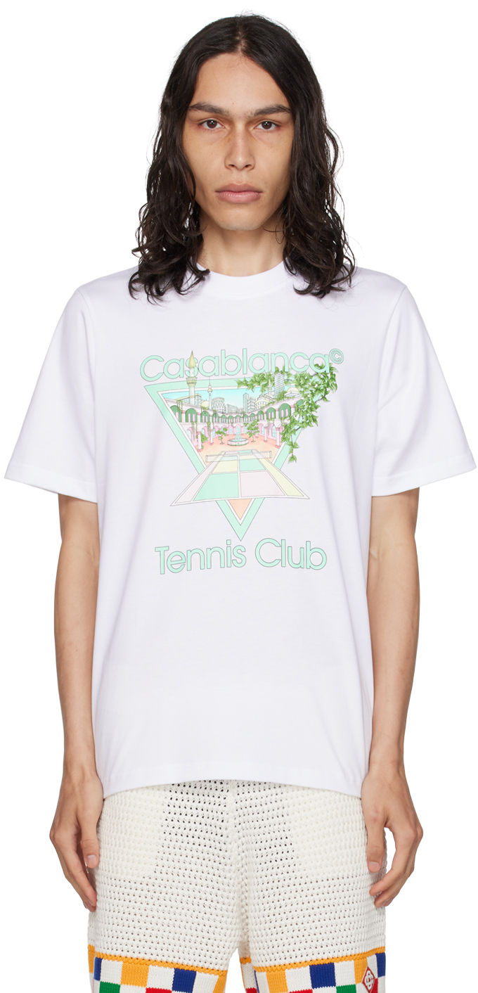 White 'Tennis Club Icon' T-Shirt by Casablanca on Sale