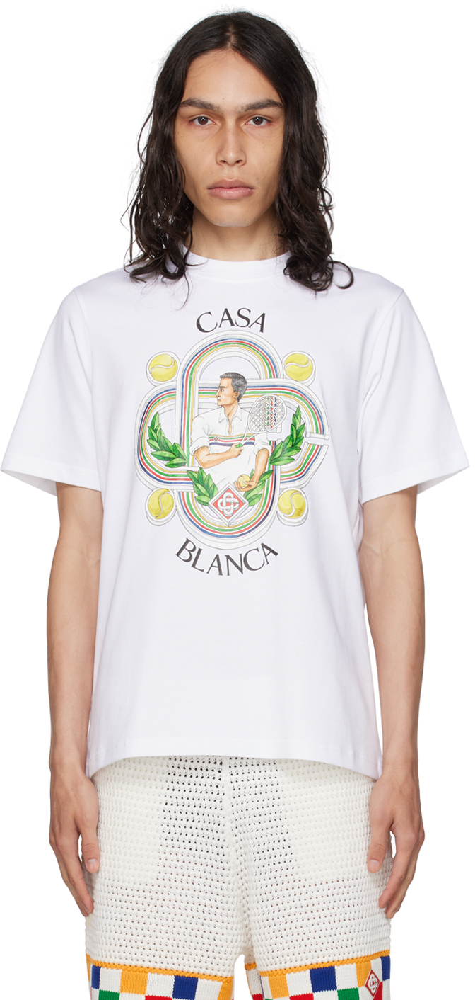 Casablanca: White 'Le Joueur' T-Shirt | SSENSE