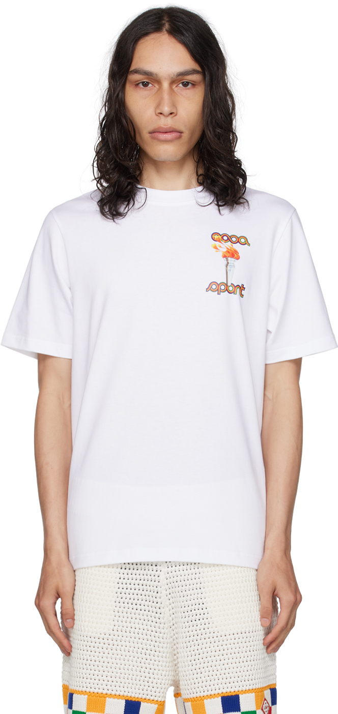 White 'La Flamme Du Sport' T-Shirt by Casablanca on Sale