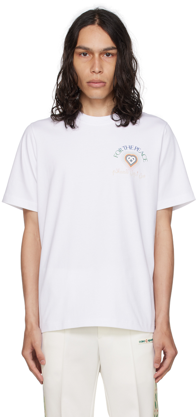 White 'For The Peace' T-Shirt by Casablanca on Sale