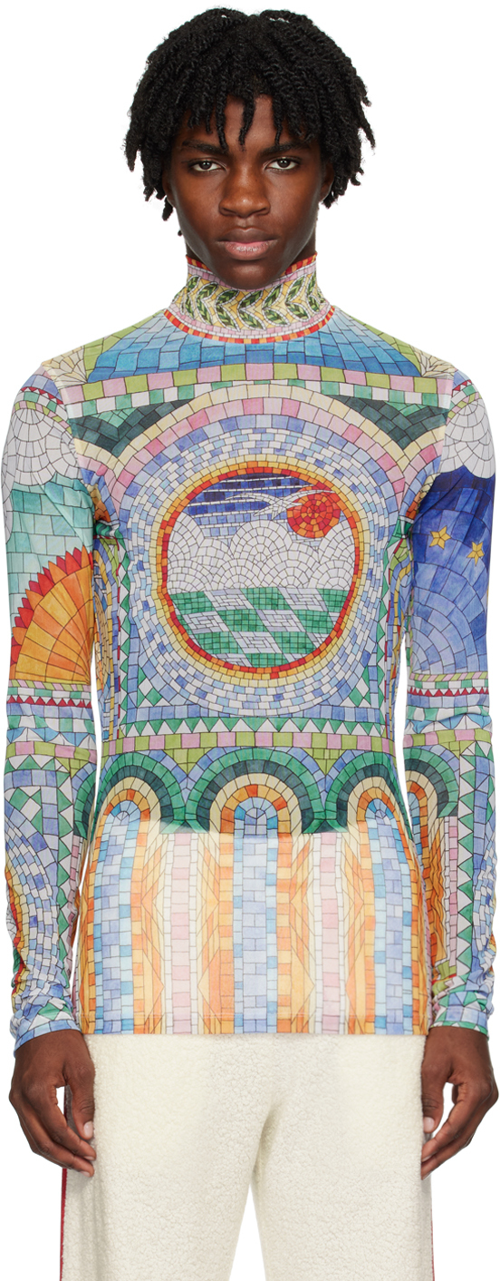 Casablanca: Multicolor 'Mosaic De Damas' Long Sleeve T-Shirt | SSENSE