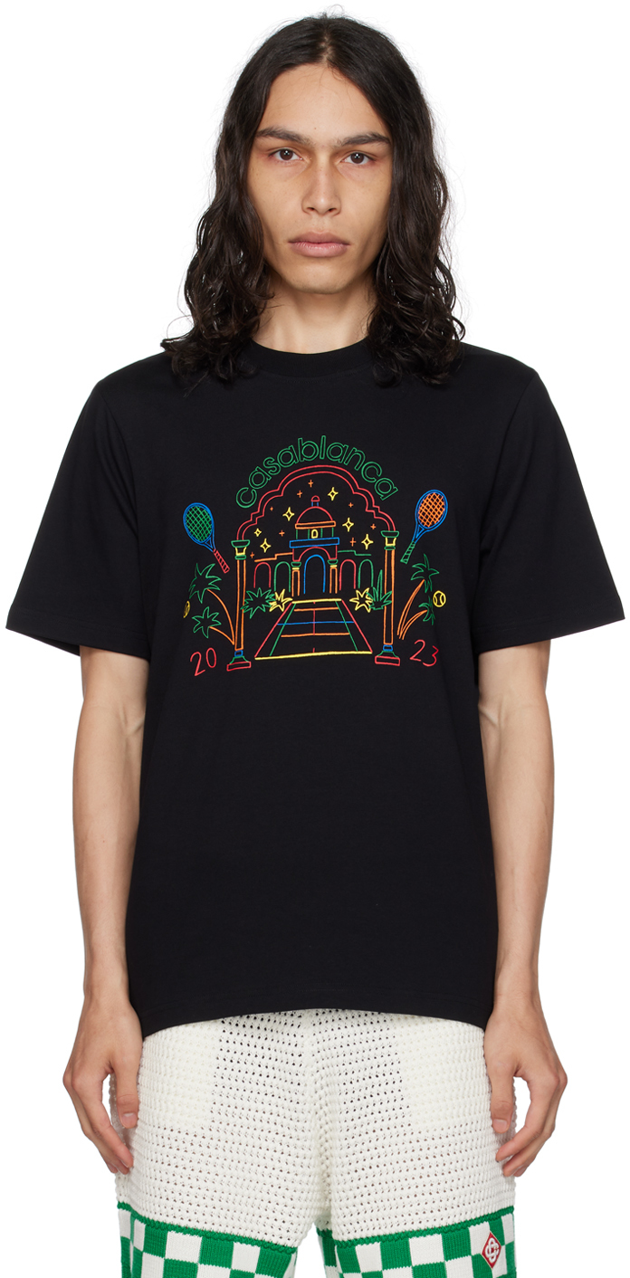 Black 'Rainbow Crayon Temple' T-Shirt by Casablanca on Sale
