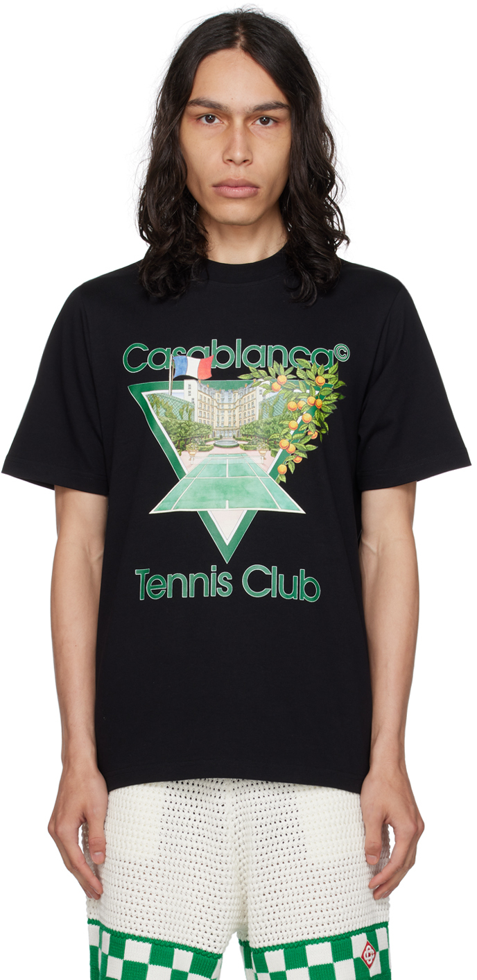 SSENSE Exclusive Black 'Tennis Club Icon' T-Shirt by Casablanca on Sale
