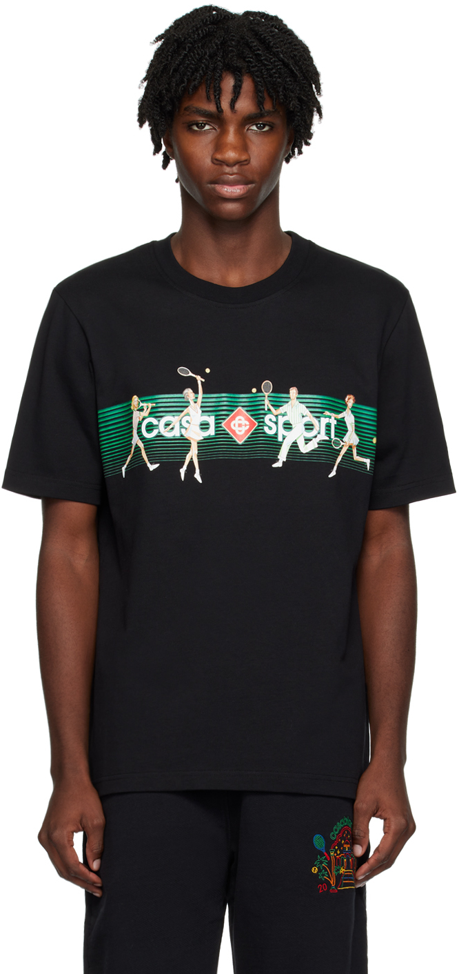 Casablanca SSENSE Exclusive Black Playful Stripes T-Shirt