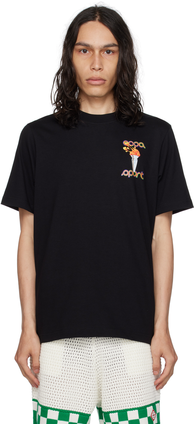 SSENSE Exclusive Black 'La Flamme Du Sport' T-Shirt by Casablanca on Sale