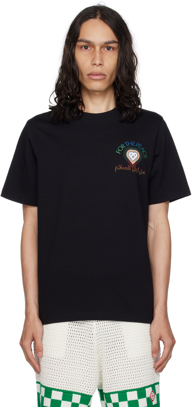 SSENSE Exclusive Black 'For The Peace' T-Shirt by Casablanca on Sale